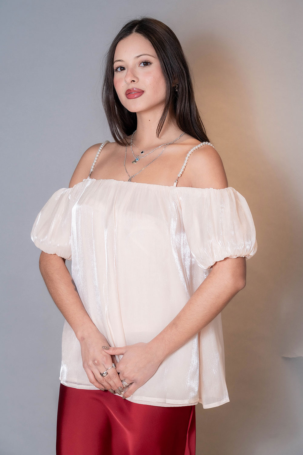 Blusa Seda sin Hombro - Imagen 2