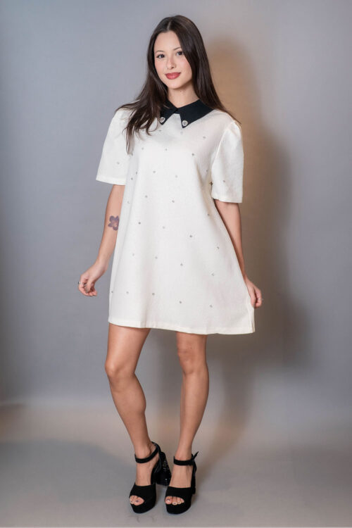 Vestido Jacard con Strass - Imagen 3