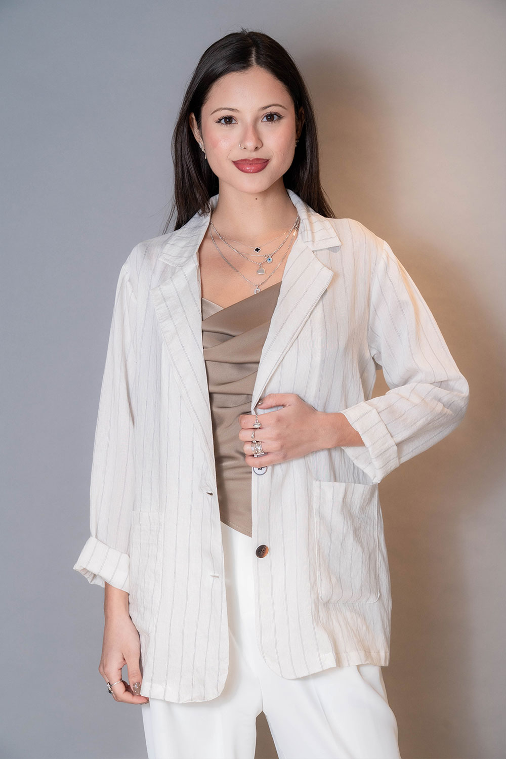 Blazer Lino Rayado - Imagen 2