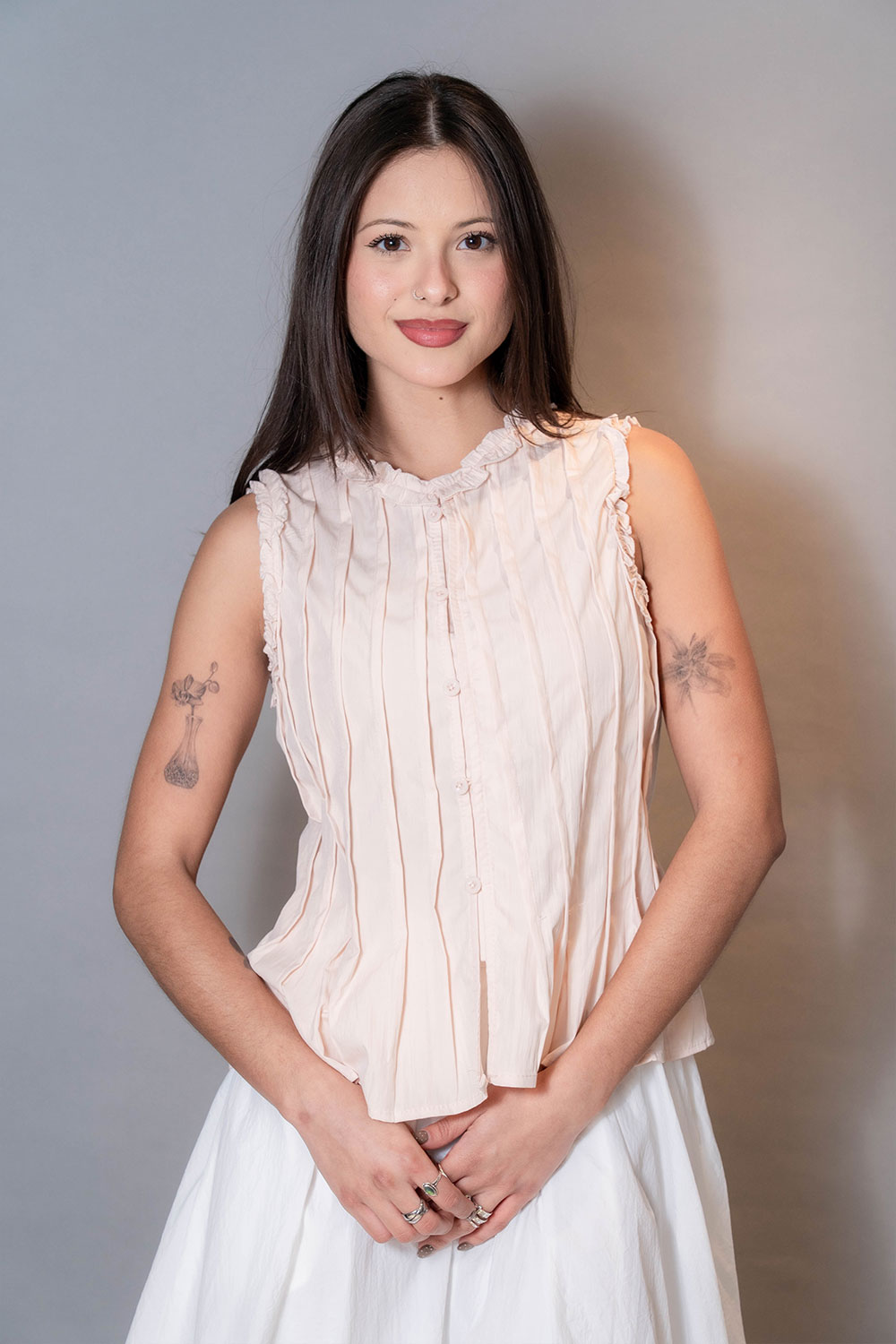 Blusa sin Manga con Volantes