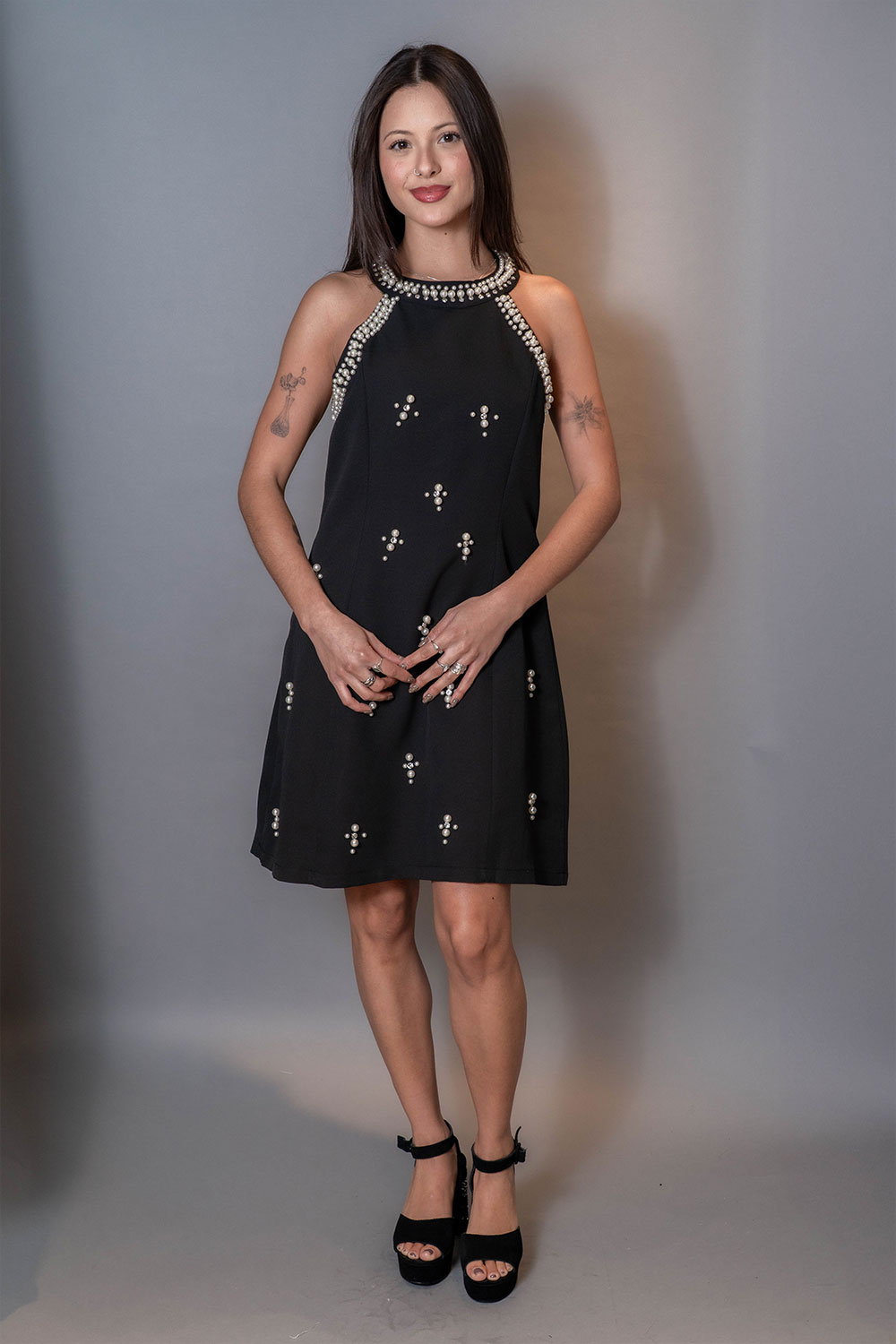 Vestido Halter con Strass