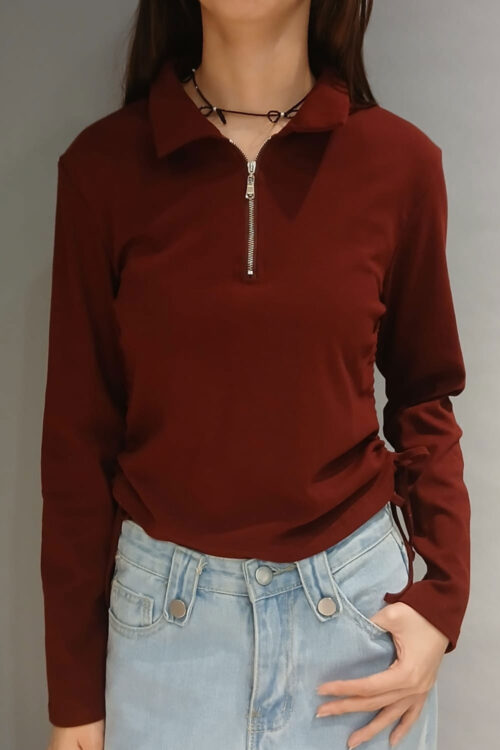Polera Algodón con Lycra Fruncido al Costado