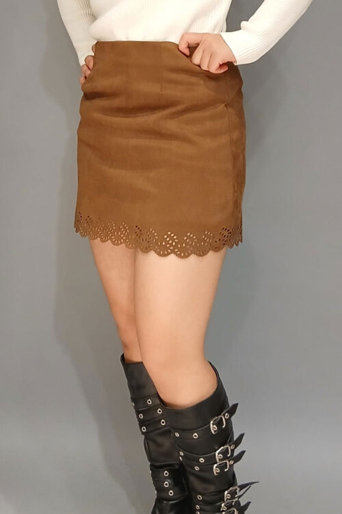 Alternative view of Minifalda Gamuza con Ruedo Calado