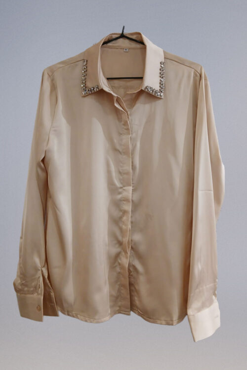 Alternative view of Camisa Raso con Cuello Strass