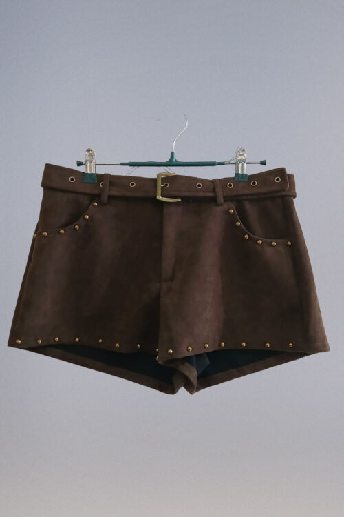 Shorts Gamuza con Tachas y Cinturón - Imagen 3