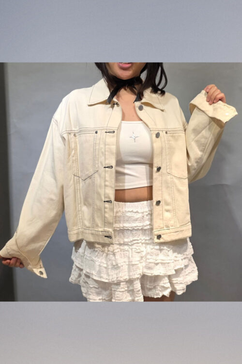 Campera Gabardina con Costuras en Contraste