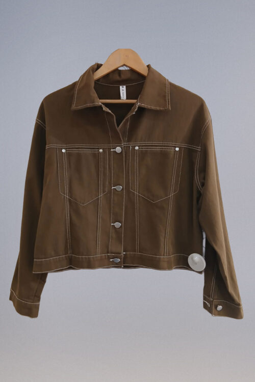 Campera Gabardina con Costuras en Contraste - Imagen 4