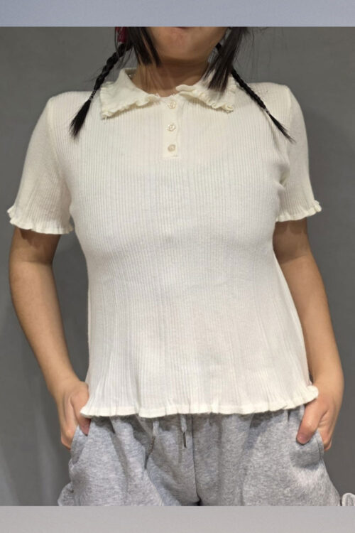 Alternative view of Polera Hilo con Cuello y Detalles Volados