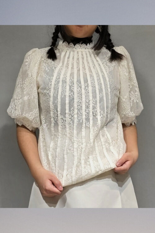 Blusa con Manga Globo y Alforzas