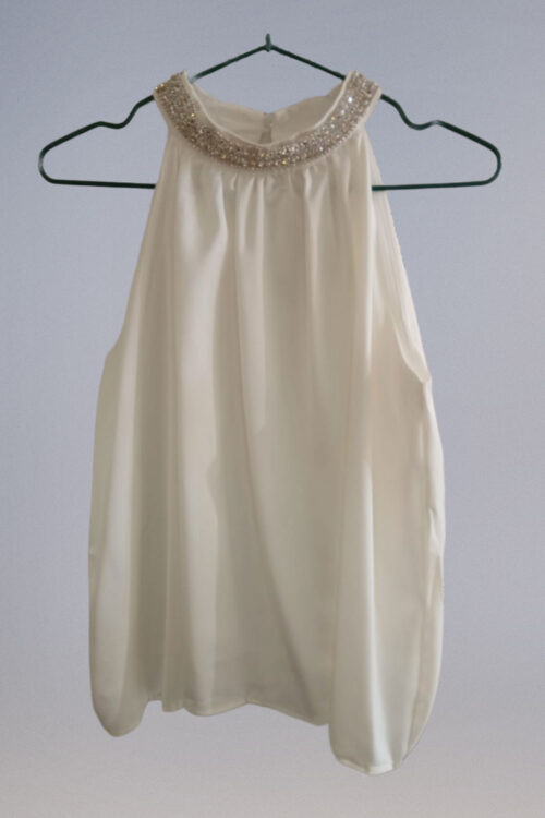 Blusa Seda Halter con Cuello Strass - Imagen 5