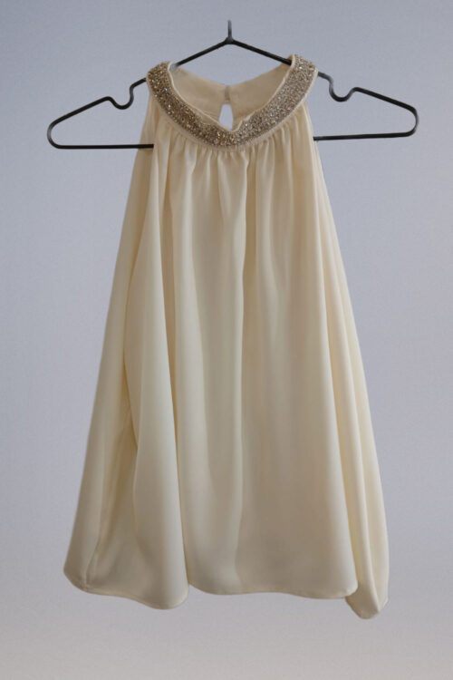 Blusa Seda Halter con Cuello Strass - Imagen 4