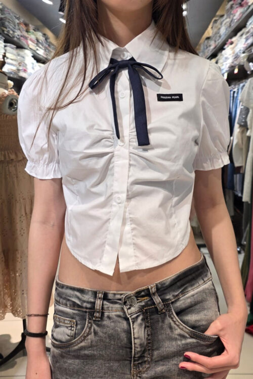 Camisa Crop con Moño