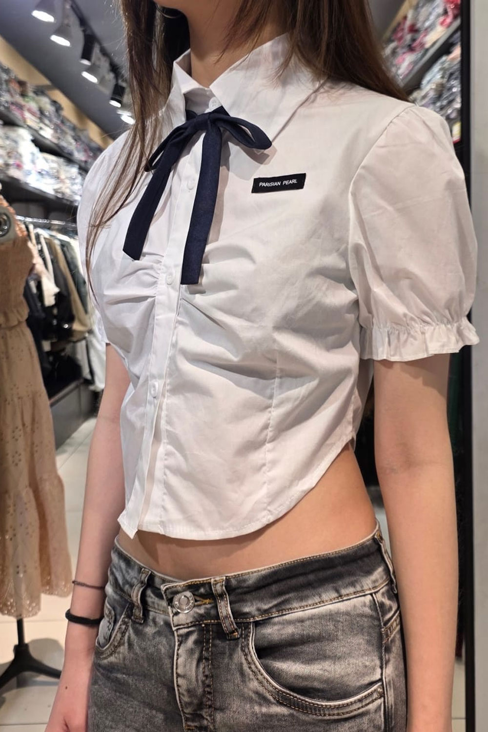 Camisa Crop con Moño - Imagen 2