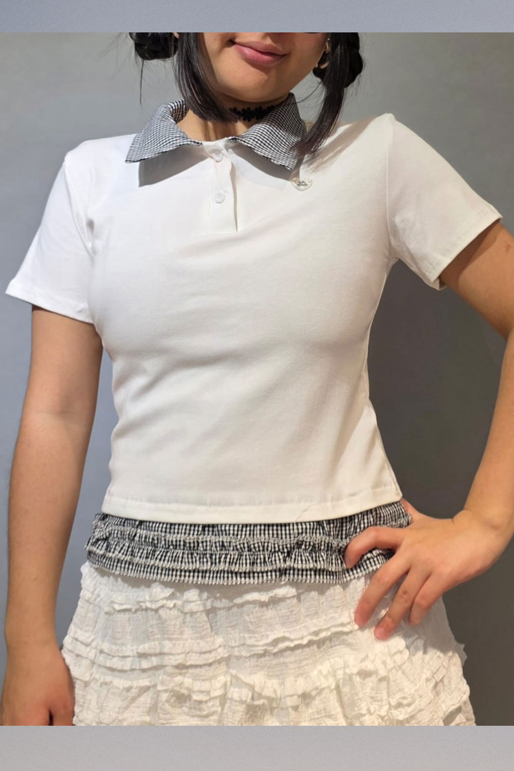 Polera Combinada con Volantes