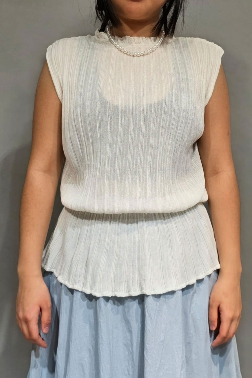 Polera Hilo de Canales con Cintura Peplum