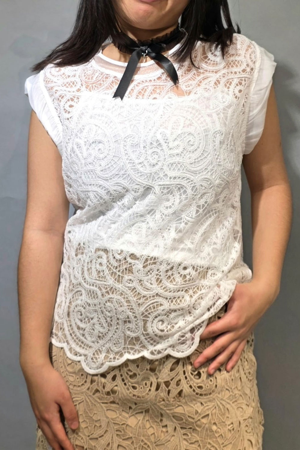 Polera Encaje con Peto Incluido