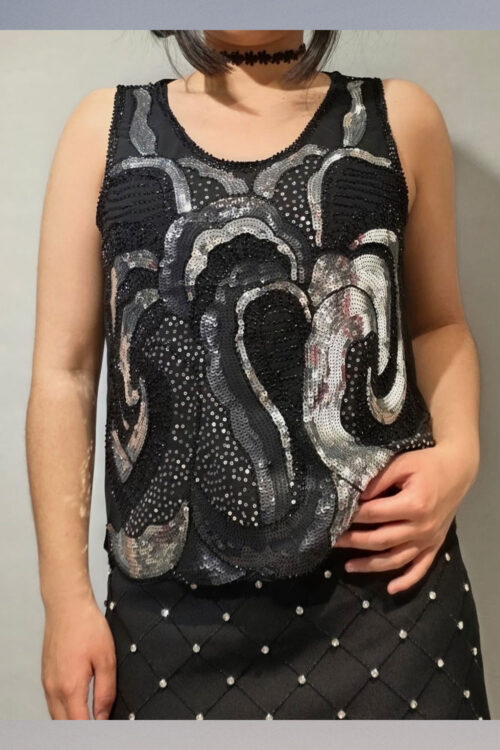 Polera Lentejuelas Espalda Gasa