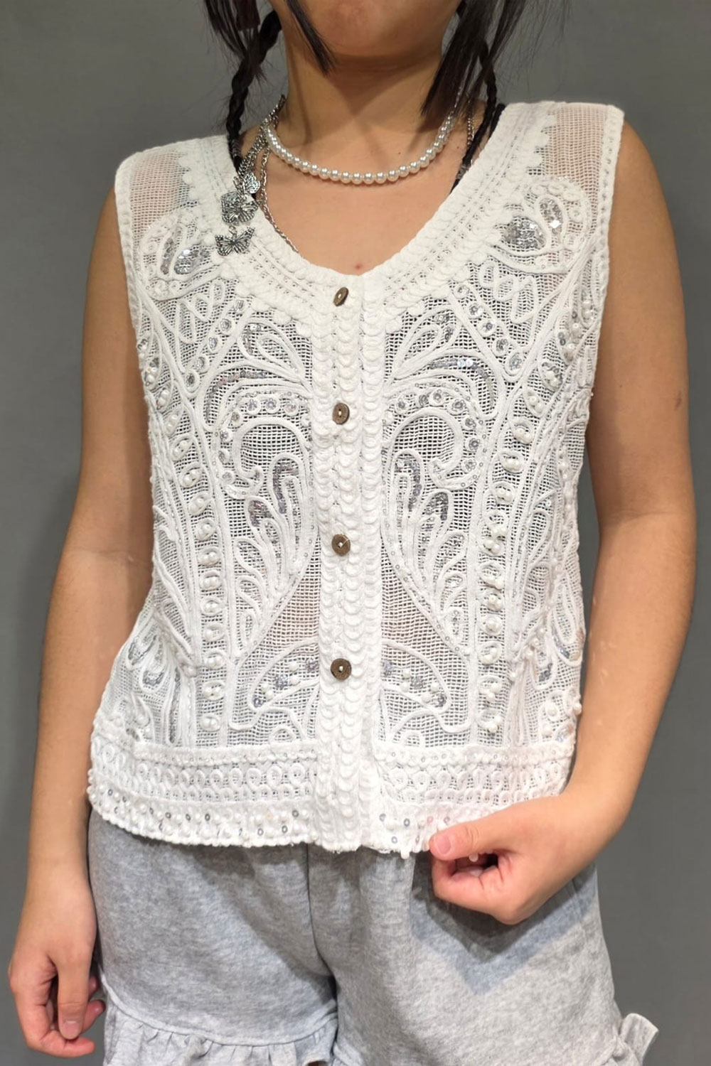 Polera Macramé con Lentejuelas