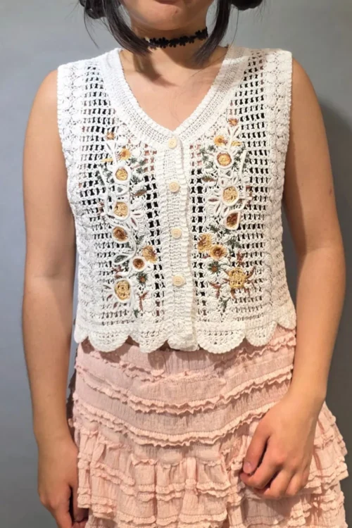 Chaleco Macramé Bordado