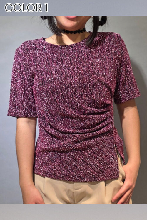 Polera con Brillo y Frunce al Costado