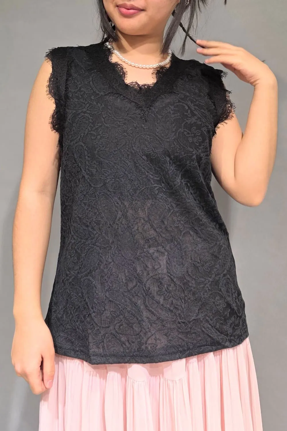 Polera Broderie con pechera Bordada