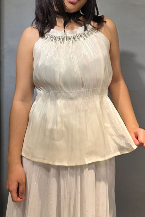 Top Halter Peplum con Pedreria