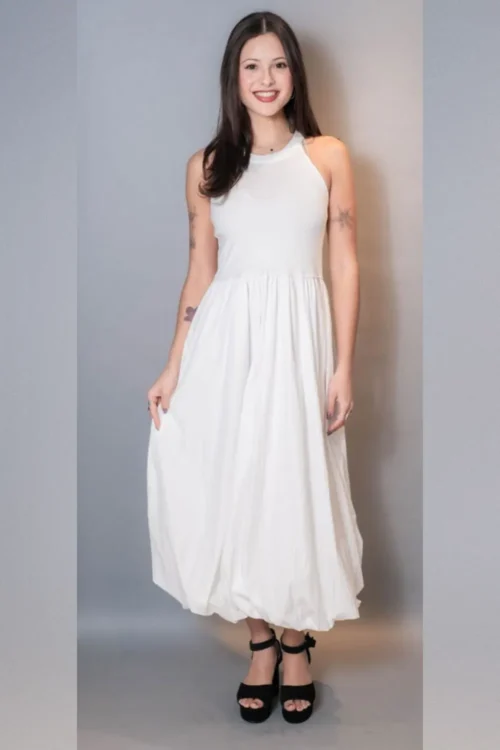 Vestido Halter Falda Globo