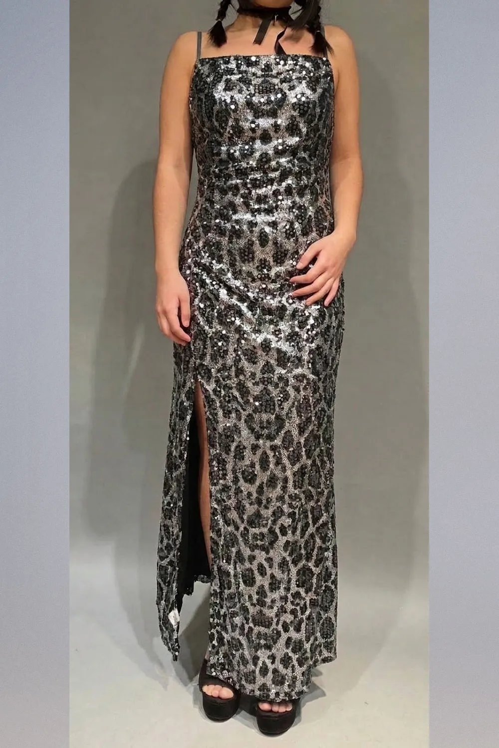 Vestido Largo Animal Print con Lentejuelas - Imagen 2