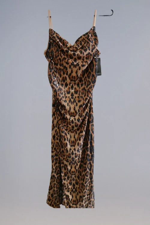 Vestido Largo Animal Print con Lentejuelas - Imagen 3